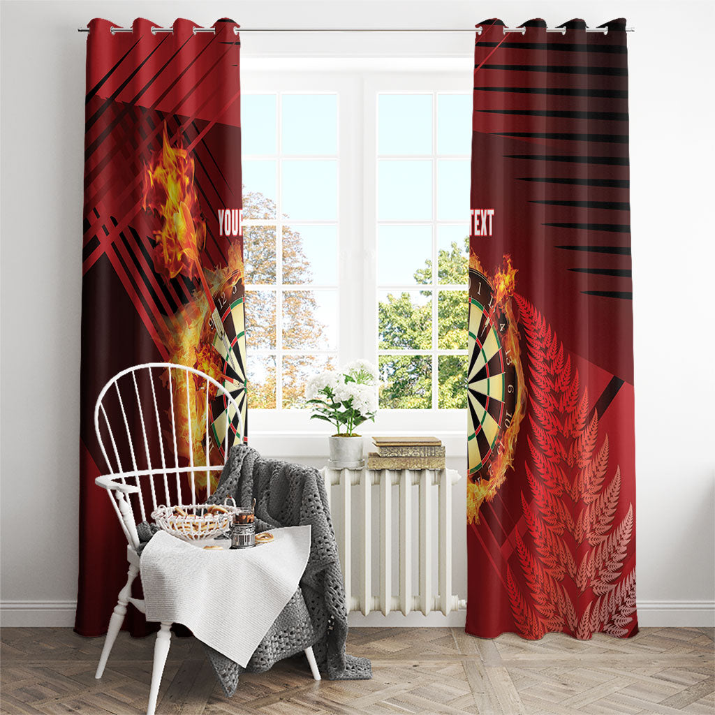 Personalised Darts New Zealand Window Curtain Silver Fern Red Color LT22 - Polynesian Pride
