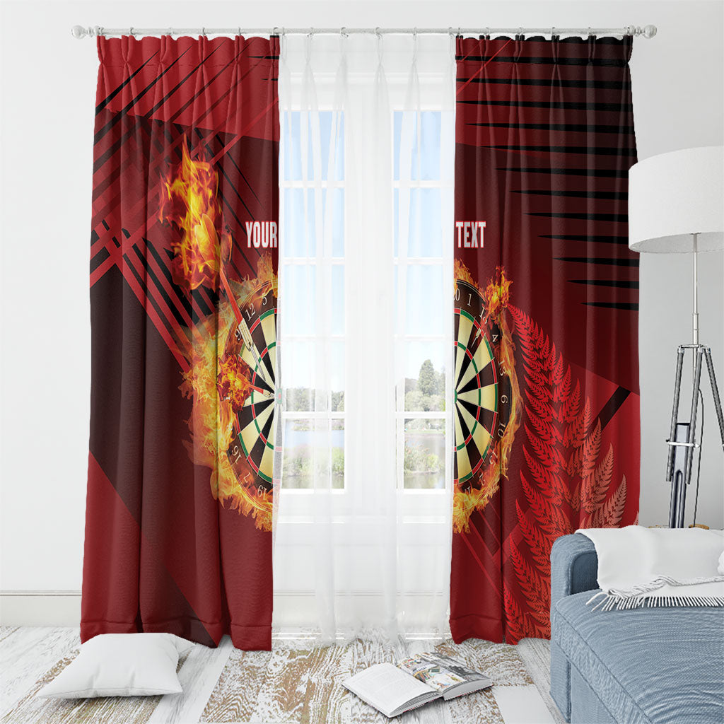 Personalised Darts New Zealand Window Curtain Silver Fern Red Color LT22 - Polynesian Pride
