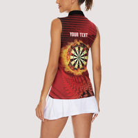 Personalised Darts New Zealand Women Sleeveless Polo Shirt Silver Fern Red Color