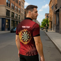 Personalised Darts New Zealand Zipper Polo Shirt Silver Fern Red Color