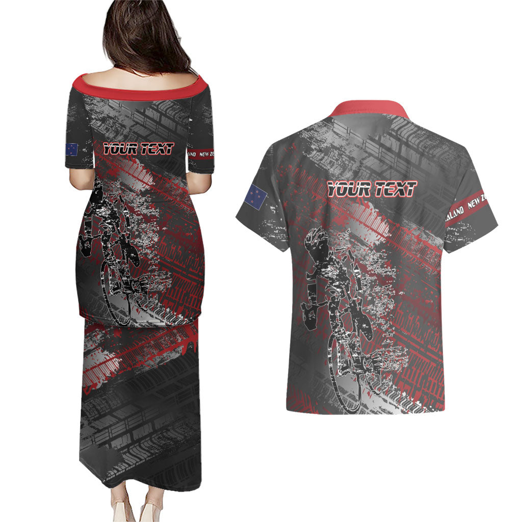 Personalised Cycling New Zealand Couples Matching Puletasi and Hawaiian Shirt Aotearoa Pride Sportswear