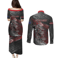 Personalised Cycling New Zealand Couples Matching Puletasi and Long Sleeve Button Shirt Aotearoa Pride Sportswear