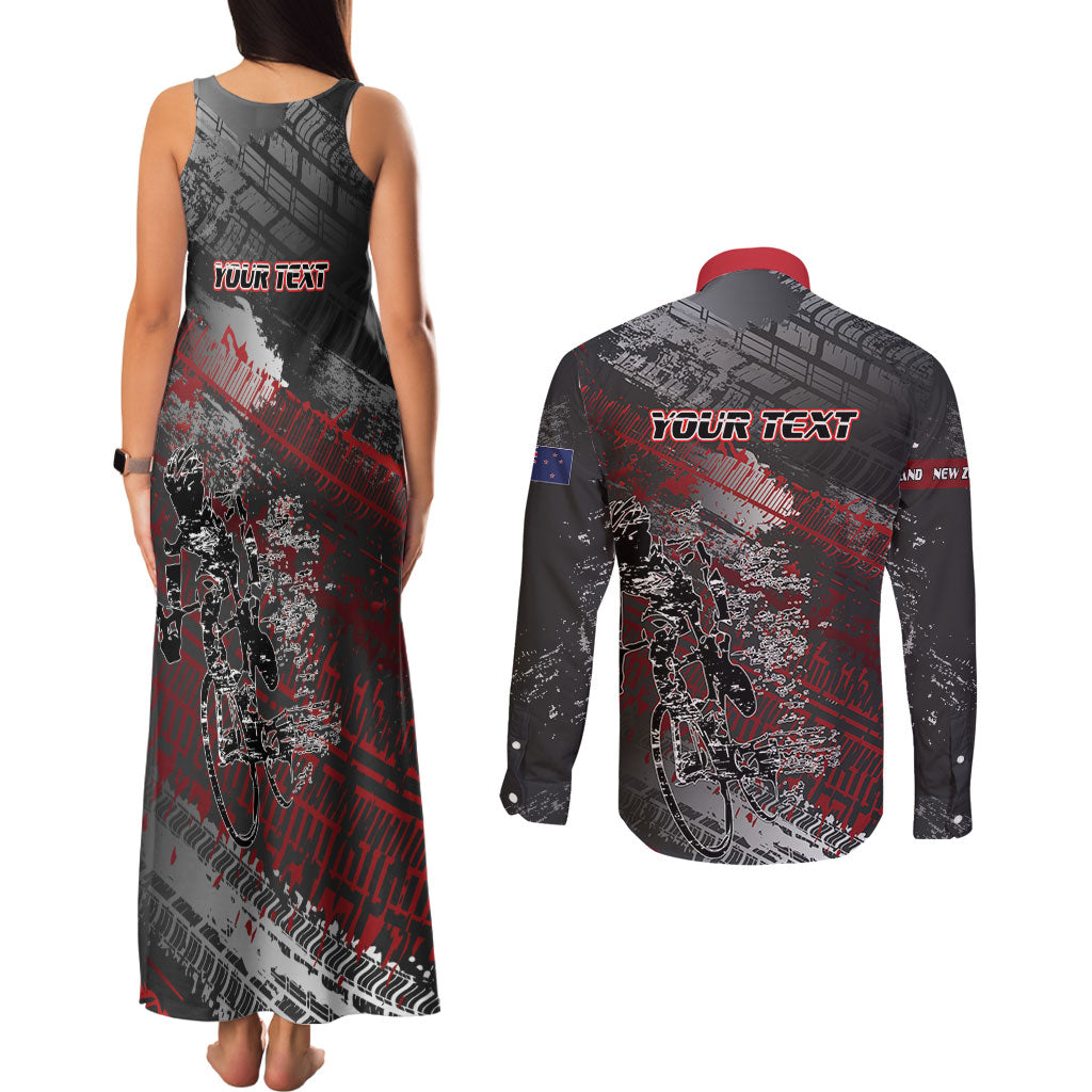 Personalised Cycling New Zealand Couples Matching Tank Maxi Dress and Long Sleeve Button Shirt Aotearoa Pride Sportswear