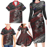 Personalised Cycling New Zealand Family Matching Long Sleeve Bodycon Dress and Hawaiian Shirt Aotearoa Pride Sportswear LT22 - Polynesian Pride
