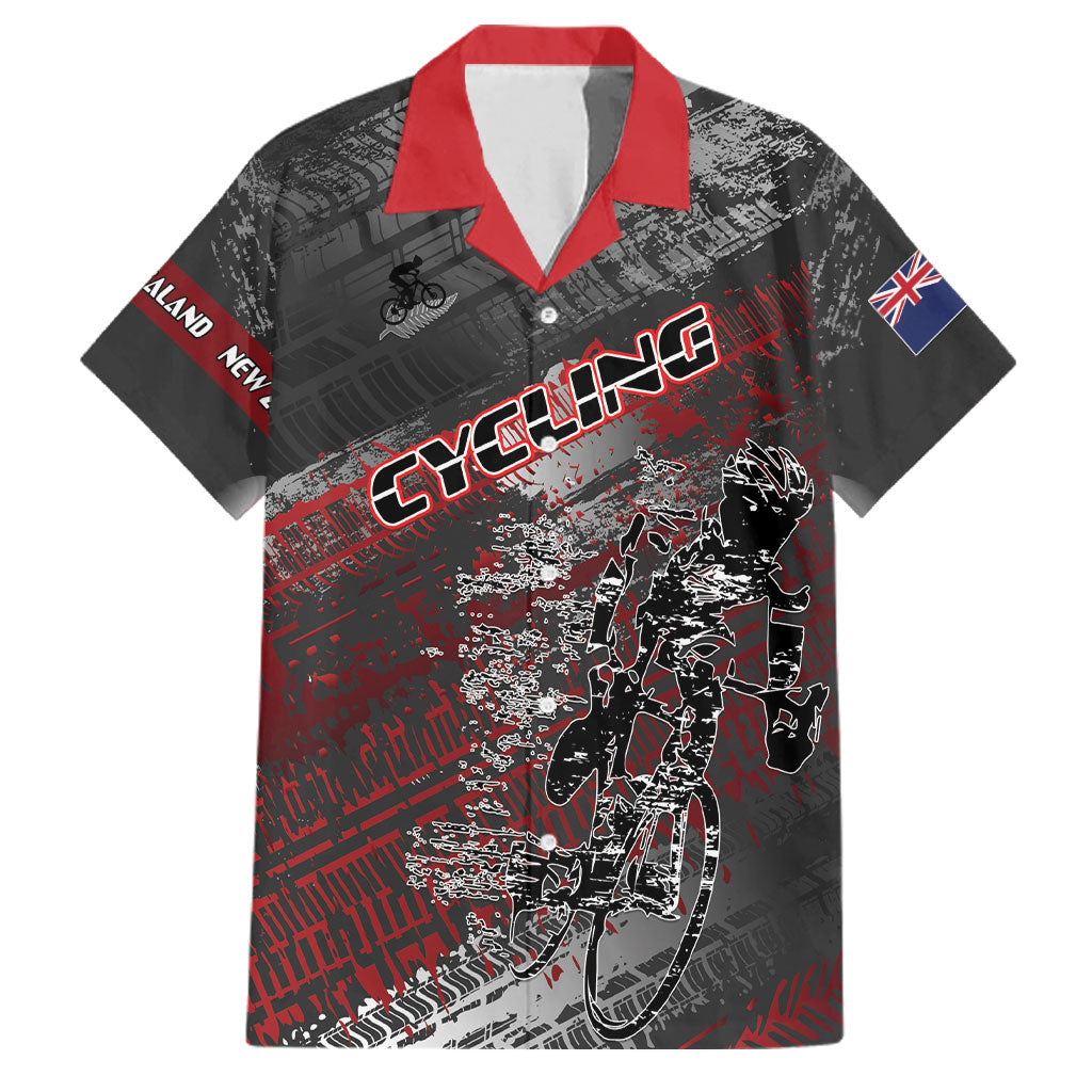Personalised Cycling New Zealand Family Matching Long Sleeve Bodycon Dress and Hawaiian Shirt Aotearoa Pride Sportswear LT22 Dad's Shirt - Short Sleeve Red - Polynesian Pride
