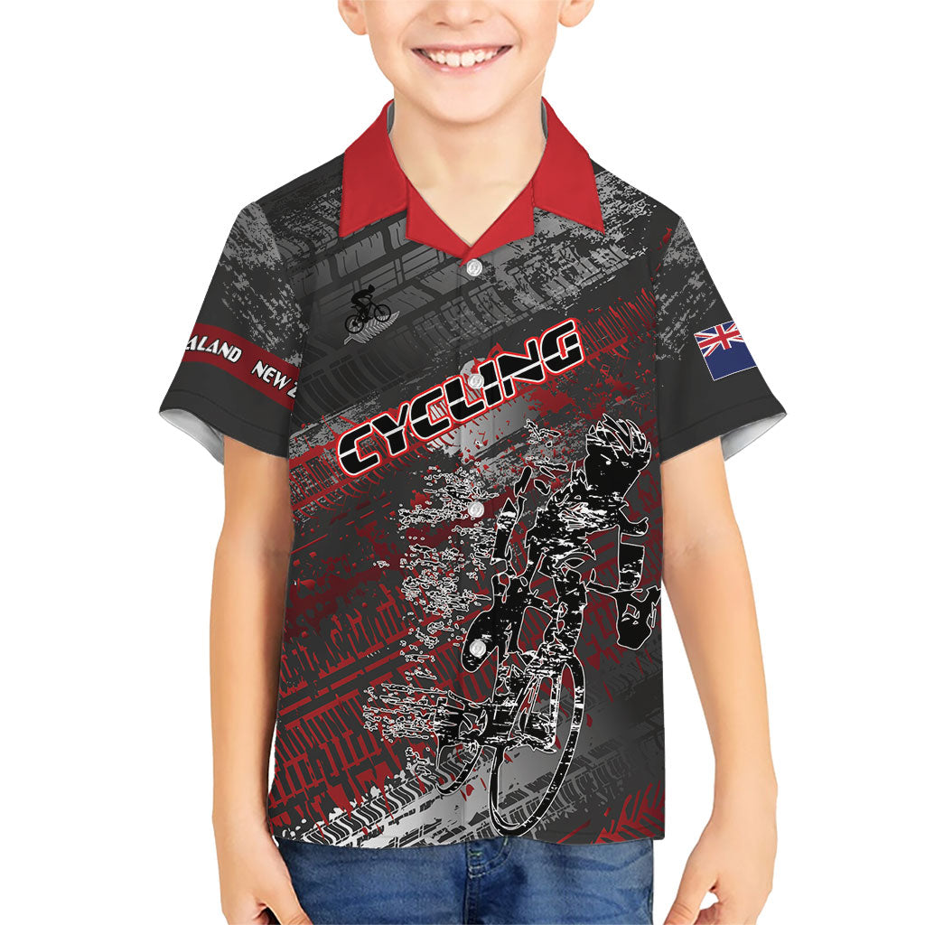 Personalised Cycling New Zealand Family Matching Long Sleeve Bodycon Dress and Hawaiian Shirt Aotearoa Pride Sportswear LT22 Son's Shirt Red - Polynesian Pride