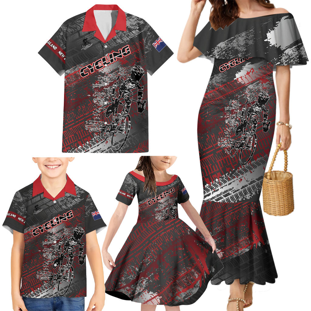 Personalised Cycling New Zealand Family Matching Mermaid Dress and Hawaiian Shirt Aotearoa Pride Sportswear