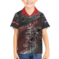 Personalised Cycling New Zealand Family Matching Off The Shoulder Long Sleeve Dress and Hawaiian Shirt Aotearoa Pride Sportswear LT22 Son's Shirt Red - Polynesian Pride