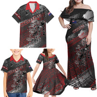 Personalised Cycling New Zealand Family Matching Off Shoulder Maxi Dress and Hawaiian Shirt Aotearoa Pride Sportswear