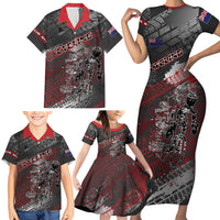 Personalised Cycling New Zealand Family Matching Short Sleeve Bodycon Dress and Hawaiian Shirt Aotearoa Pride Sportswear LT22 - Polynesian Pride