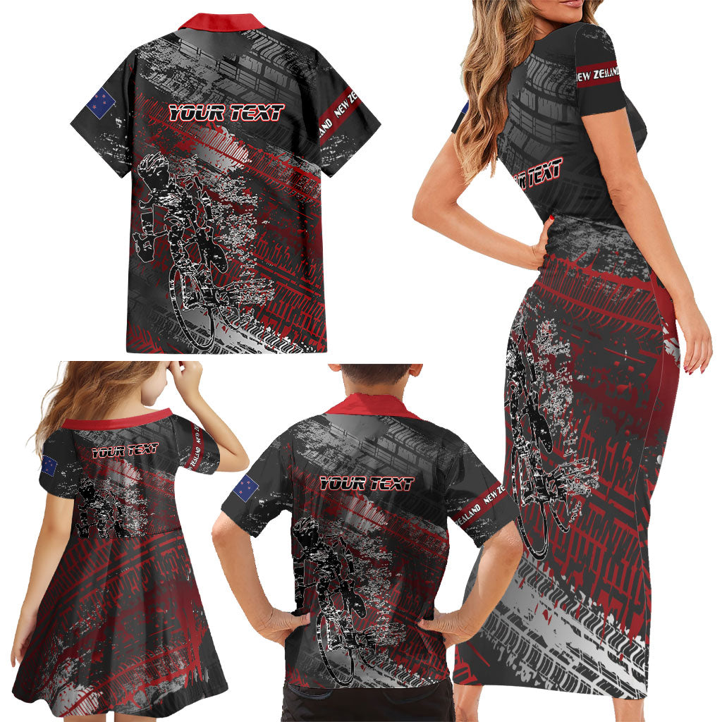 Personalised Cycling New Zealand Family Matching Short Sleeve Bodycon Dress and Hawaiian Shirt Aotearoa Pride Sportswear LT22 - Polynesian Pride