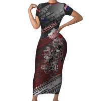 Personalised Cycling New Zealand Family Matching Short Sleeve Bodycon Dress and Hawaiian Shirt Aotearoa Pride Sportswear LT22 Mom's Dress Red - Polynesian Pride