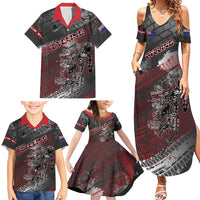 Personalised Cycling New Zealand Family Matching Summer Maxi Dress and Hawaiian Shirt Aotearoa Pride Sportswear