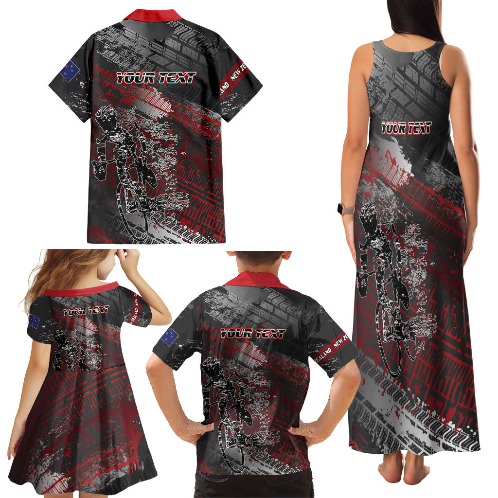 Personalised Cycling New Zealand Family Matching Tank Maxi Dress and Hawaiian Shirt Aotearoa Pride Sportswear