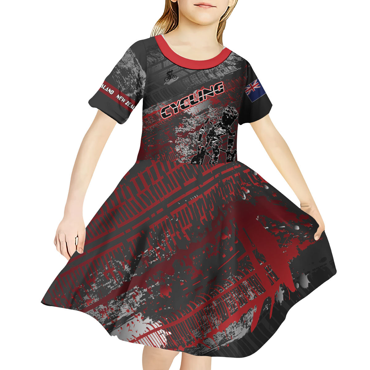 Personalised Cycling New Zealand Kid Short Sleeve Dress Aotearoa Pride Sportswear