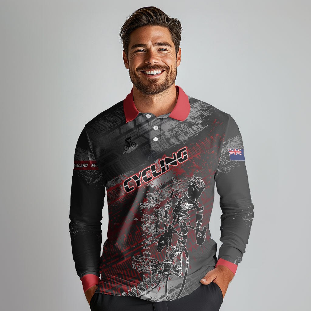 Personalised Cycling New Zealand Long Sleeve Polo Shirt Aotearoa Pride Sportswear