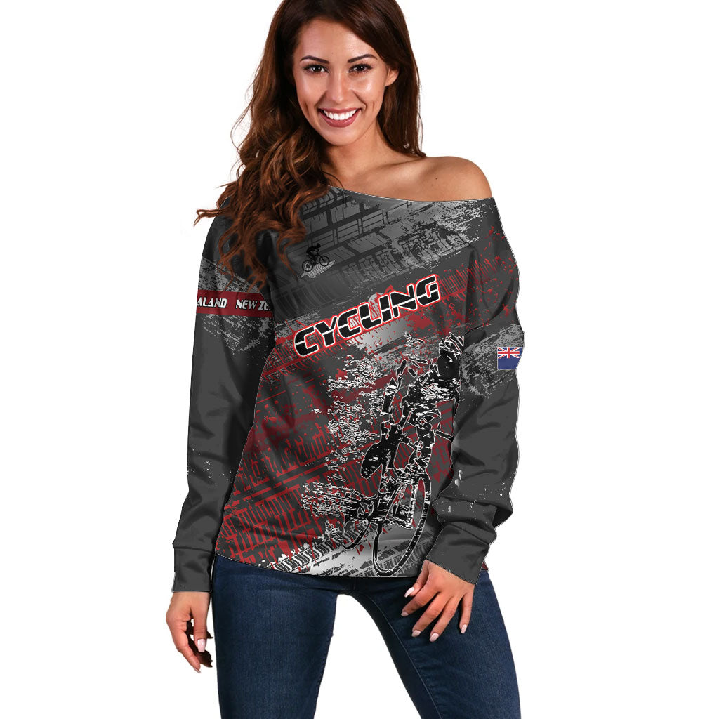 Personalised Cycling New Zealand Off Shoulder Sweater Aotearoa Pride Sportswear