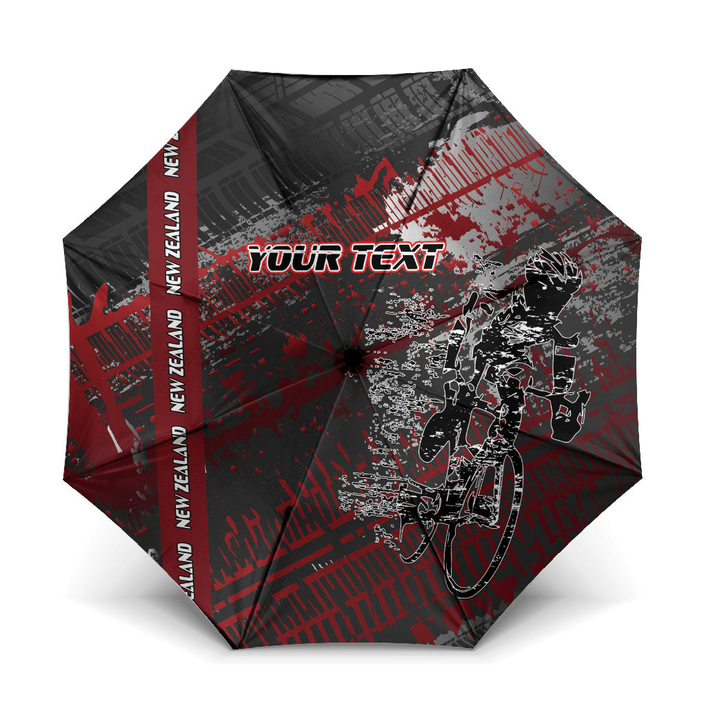 Personalised Cycling New Zealand Umbrella Aotearoa Pride Sportswear LT22 One Size Folded 11.42 inch Opened Diameter 37.4 inch Red - Polynesian Pride