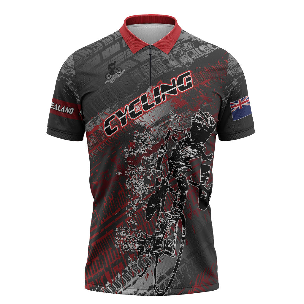 Personalised Cycling New Zealand Zipper Polo Shirt Aotearoa Pride Sportswear