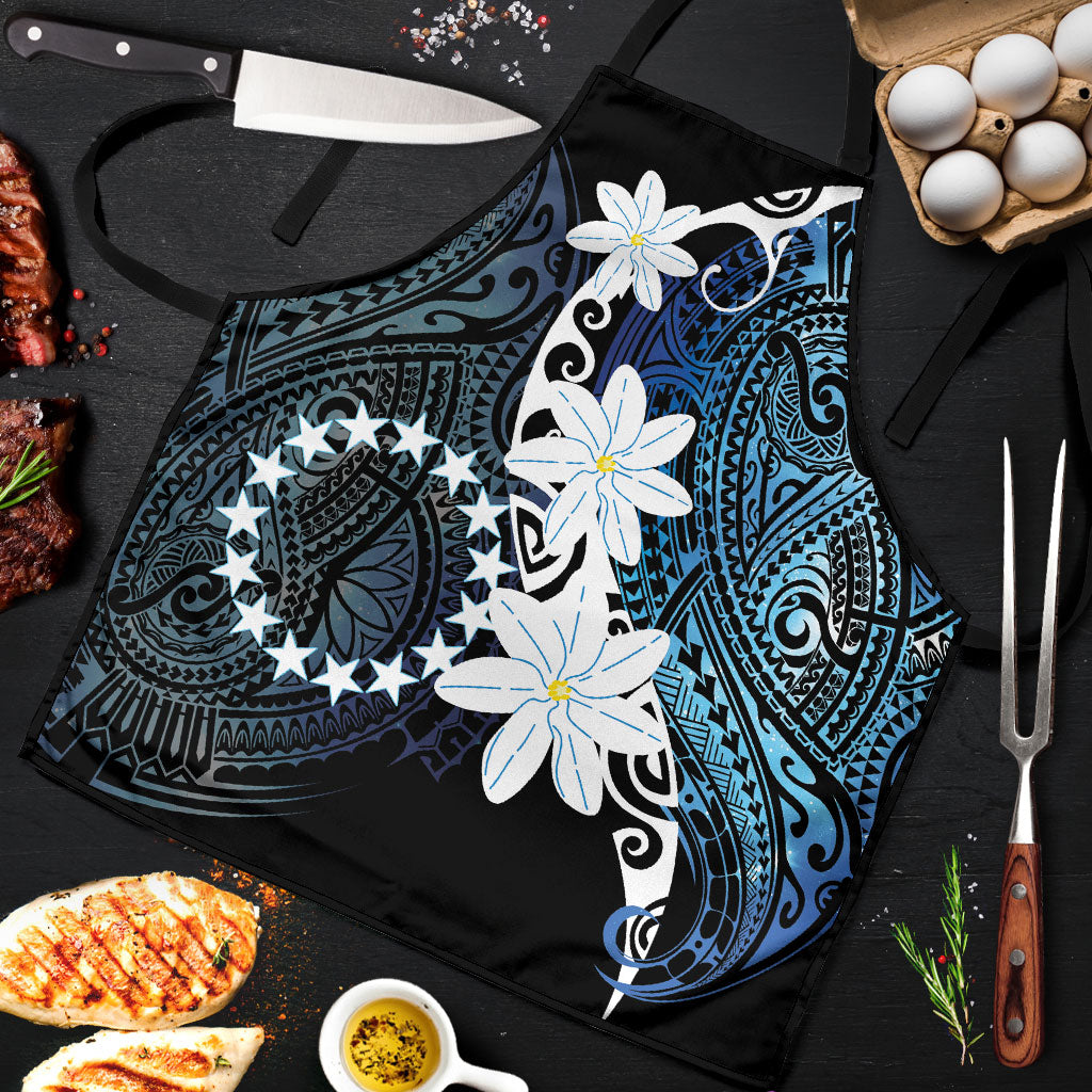 Cook Islands Maori Language Week Apron Tiare Maori Kuki Airani Blue Pattern