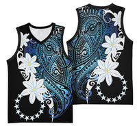 Cook Islands Maori Language Week Basketball Jersey Tiare Maori Kuki Airani Blue Pattern