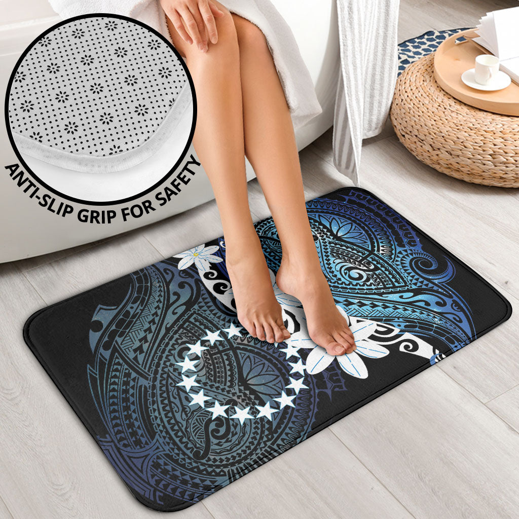 Cook Islands Maori Language Week Bathroom Set Tiare Maori Kuki Airani Blue Pattern