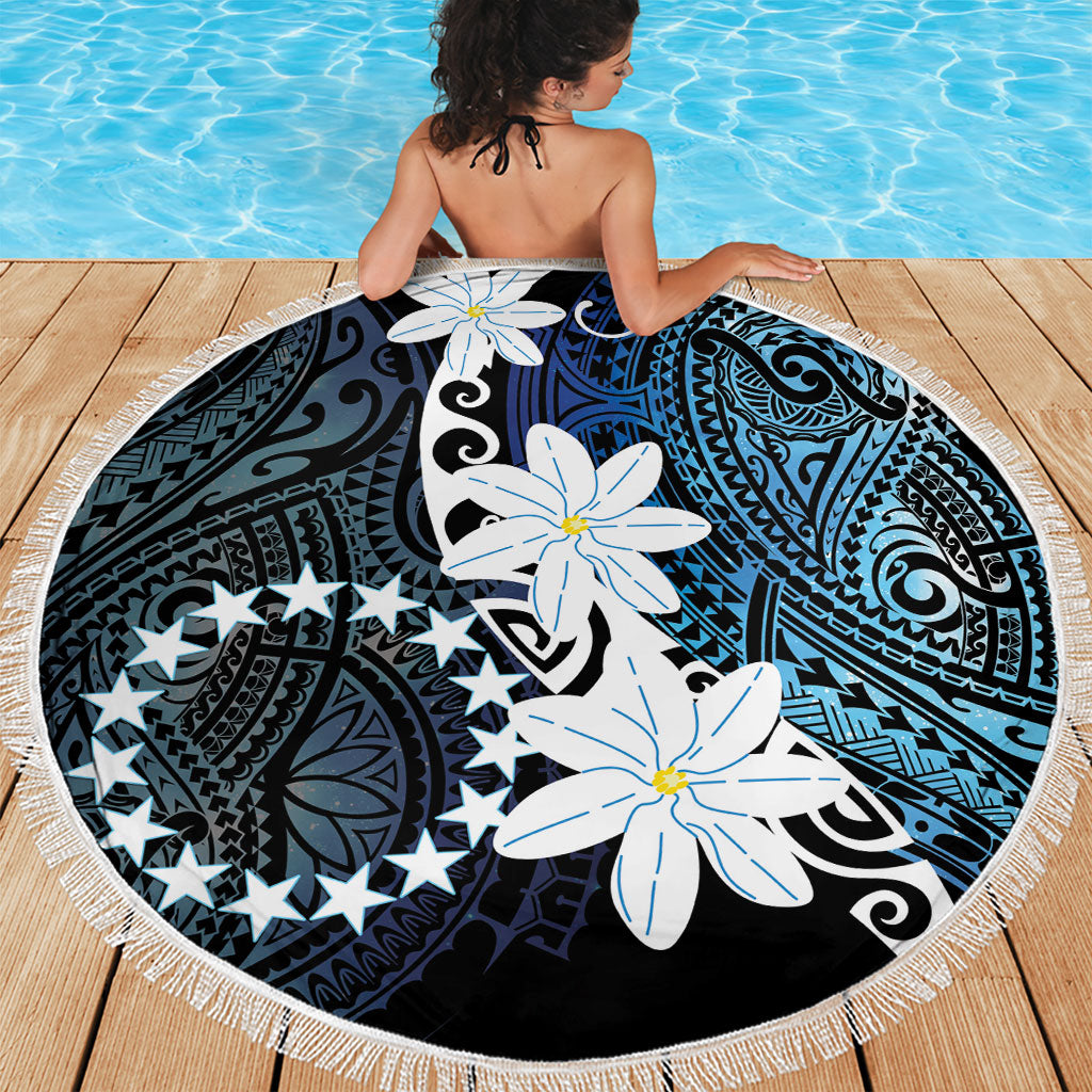 Cook Islands Maori Language Week Beach Blanket Tiare Maori Kuki Airani Blue Pattern