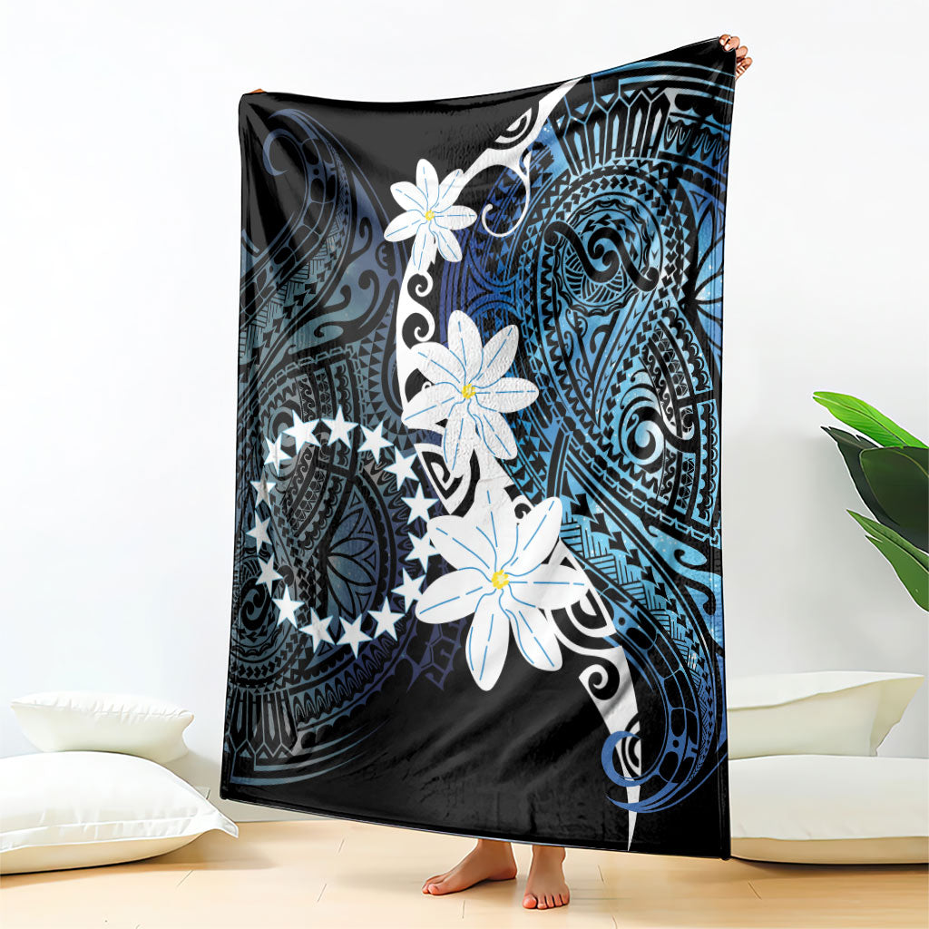 Cook Islands Maori Language Week Blanket Tiare Maori Kuki Airani Blue Pattern
