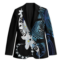 Cook Islands Maori Language Week Blazer Tiare Maori Kuki Airani Blue Pattern