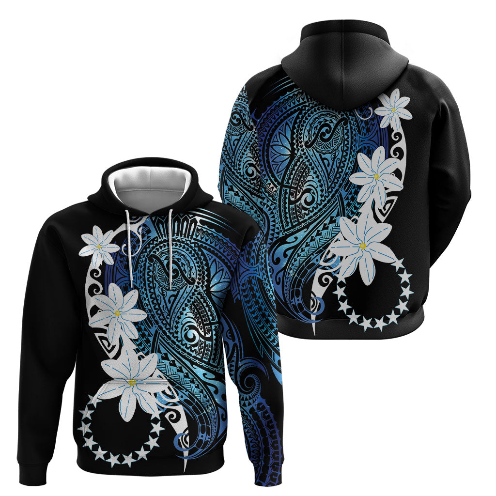 Cook Islands Maori Language Week Hoodie Tiare Maori Kuki Airani Blue Pattern