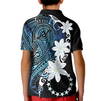 Cook Islands Maori Language Week Kid Polo Shirt Tiare Maori Kuki Airani Blue Pattern