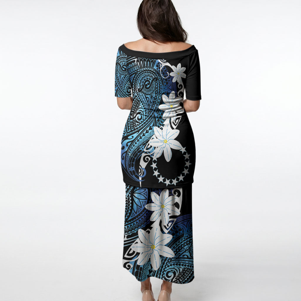 Cook Islands Maori Language Week Puletasi Tiare Maori Kuki Airani Blue Pattern