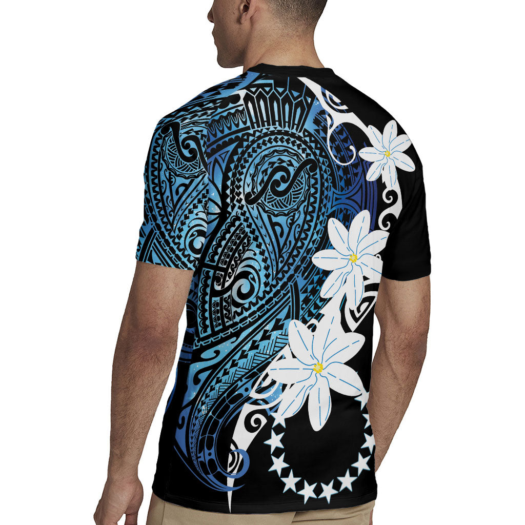 Cook Islands Maori Language Week Rugby Jersey Tiare Maori Kuki Airani Blue Pattern