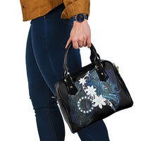 Cook Islands Maori Language Week Shoulder Handbag Tiare Maori Kuki Airani Blue Pattern