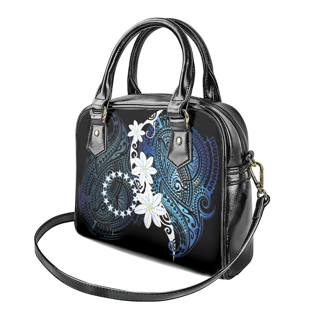 Cook Islands Maori Language Week Shoulder Handbag Tiare Maori Kuki Airani Blue Pattern
