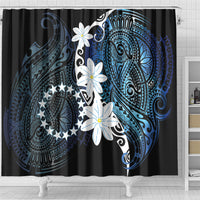 Cook Islands Maori Language Week Shower Curtain Tiare Maori Kuki Airani Blue Pattern