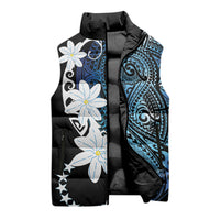Cook Islands Maori Language Week Sleeveless Puffer Jacket Tiare Maori Kuki Airani Blue Pattern