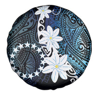 Cook Islands Maori Language Week Spare Tire Cover Tiare Maori Kuki Airani Blue Pattern LT22 - Polynesian Pride