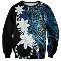 Cook Islands Maori Language Week Sweatshirt Tiare Maori Kuki Airani Blue Pattern LT22 Unisex Blue - Polynesian Pride