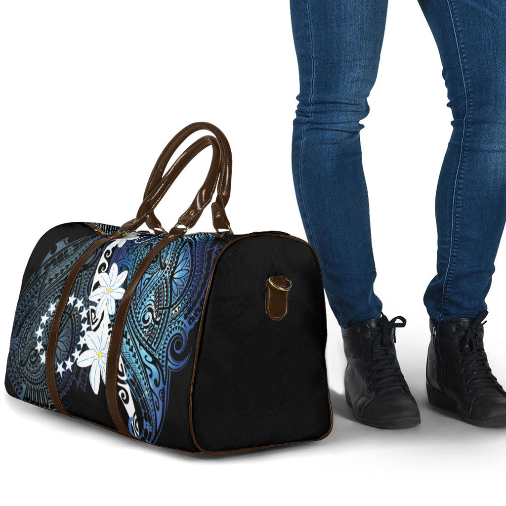 Cook Islands Maori Language Week Travel Bag Tiare Maori Kuki Airani Blue Pattern