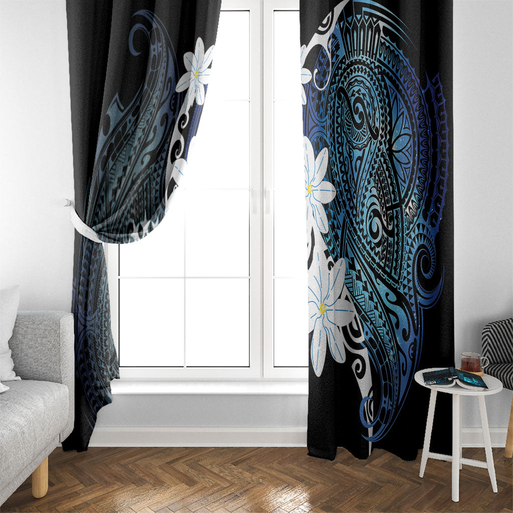 Cook Islands Maori Language Week Window Curtain Tiare Maori Kuki Airani Blue Pattern