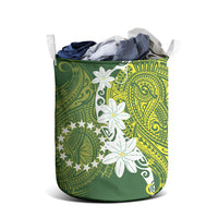 Cook Islands Maori Language Week Laundry Basket Tiare Maori Kuki Airani Green Pattern
