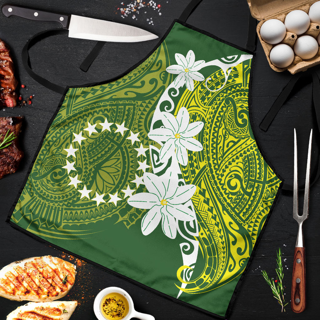 Cook Islands Maori Language Week Apron Tiare Maori Kuki Airani Green Pattern