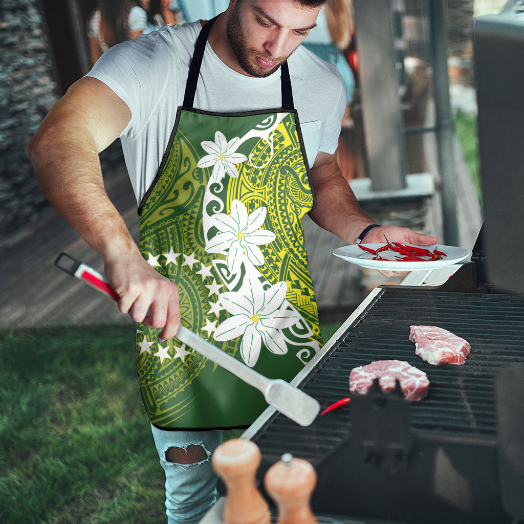 Cook Islands Maori Language Week Apron Tiare Maori Kuki Airani Green Pattern