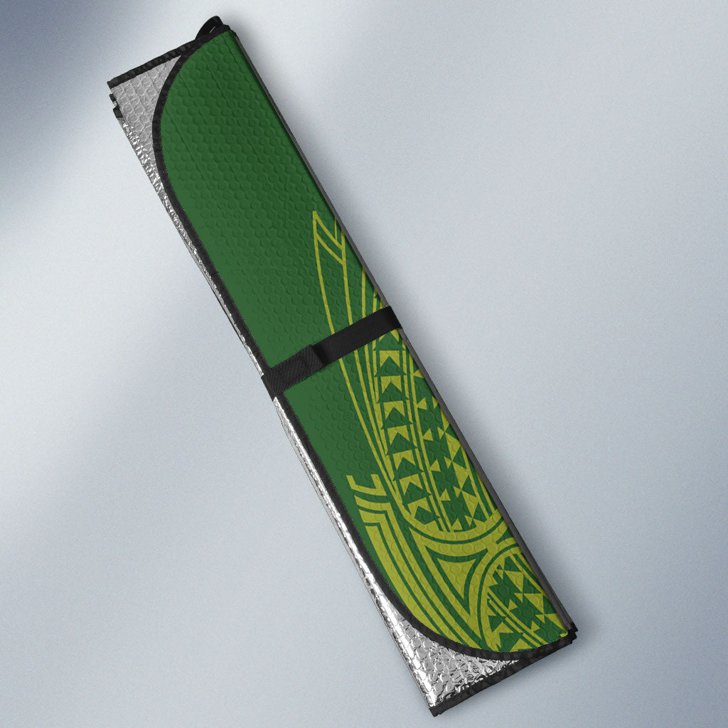 Cook Islands Maori Language Week Auto Sun Shade Tiare Maori Kuki Airani Green Pattern