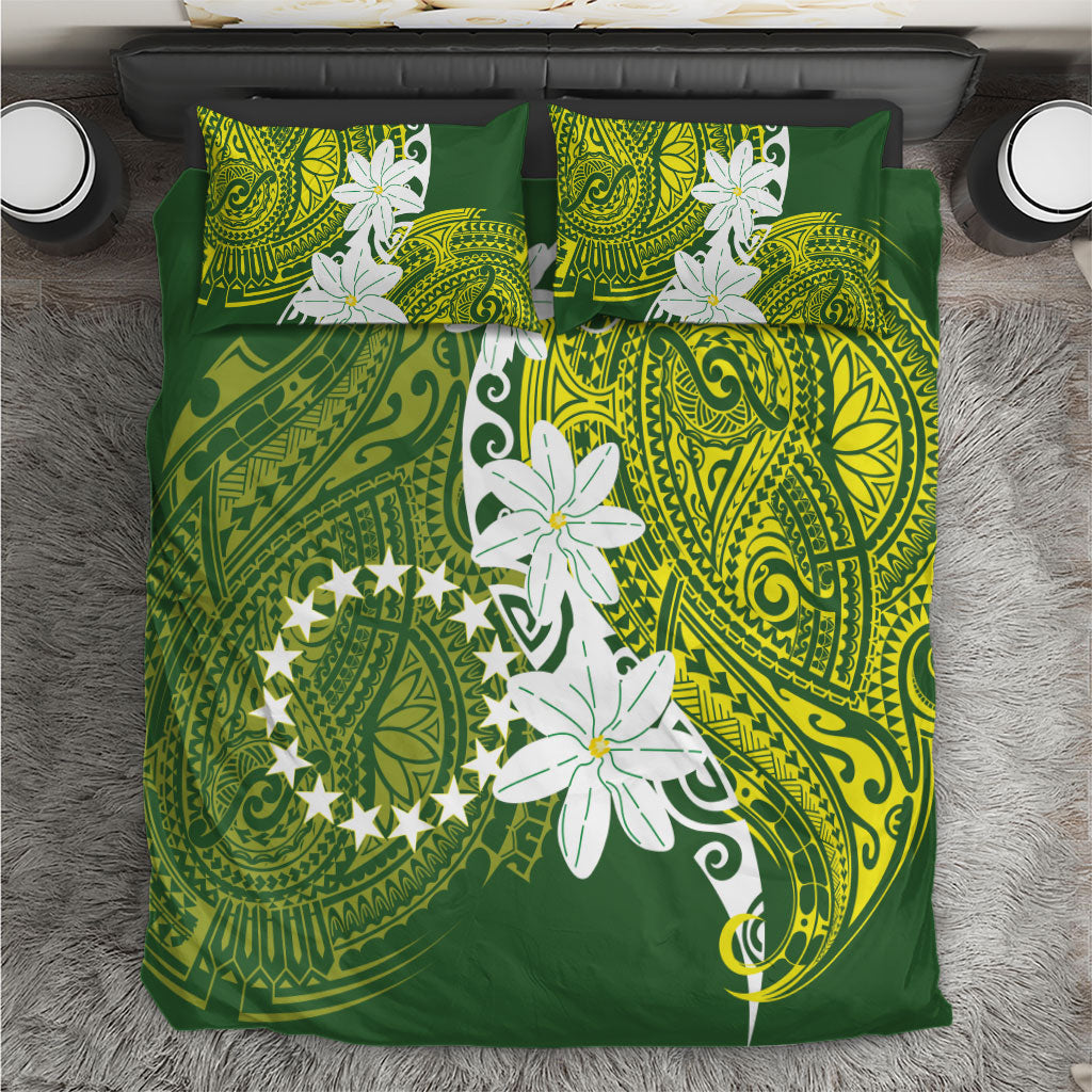 Cook Islands Maori Language Week Bedding Set Tiare Maori Kuki Airani Green Pattern LT22 Green - Polynesian Pride