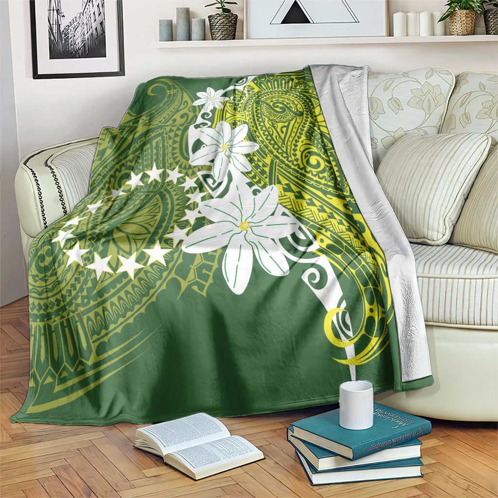 Cook Islands Maori Language Week Blanket Tiare Maori Kuki Airani Green Pattern