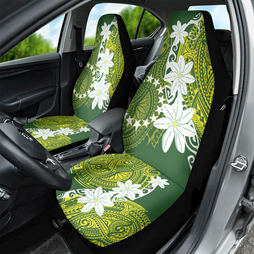 Cook Islands Maori Language Week Car Seat Cover Tiare Maori Kuki Airani Green Pattern