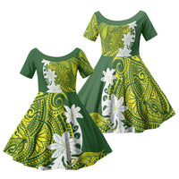 Cook Islands Maori Language Week Family Matching Mermaid Dress and Hawaiian Shirt Tiare Maori Kuki Airani Green Pattern