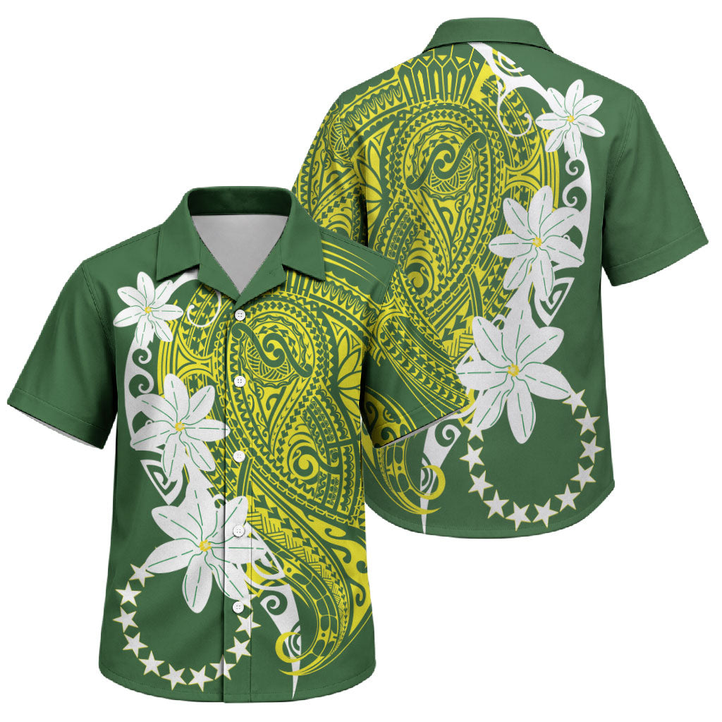 Cook Islands Maori Language Week Family Matching Mermaid Dress and Hawaiian Shirt Tiare Maori Kuki Airani Green Pattern